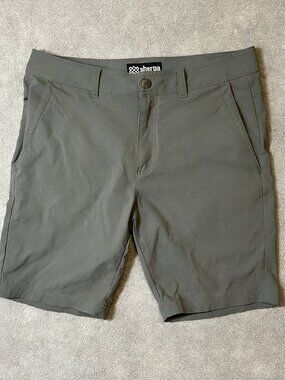 Men's Sherpa Adventure Gear Hiking Shorts Size 32x9 ' Inseam Olive Green Outdoor